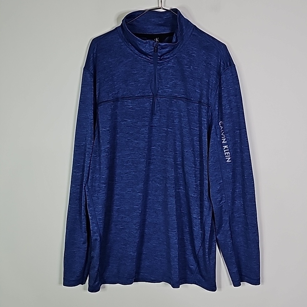 Calvin Klein large blue half zip long sleeve shirt